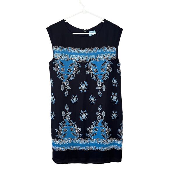 CeCe Navy & Blue Floral Sleeveless Dress Size 8 - Picture 1 of 16